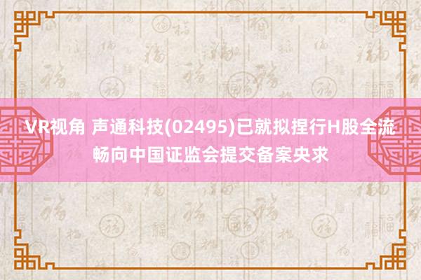 VR视角 声通科技(02495)已就拟捏行H股全流畅向中国证监会提交备案央求