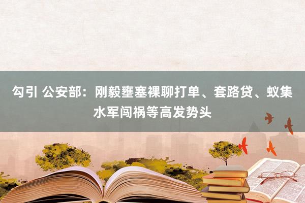 勾引 公安部：刚毅壅塞裸聊打单、套路贷、蚁集水军闯祸等高发势头