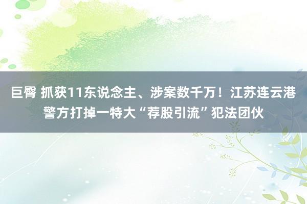 巨臀 抓获11东说念主、涉案数千万！江苏连云港警方打掉一特大“荐股引流”犯法团伙